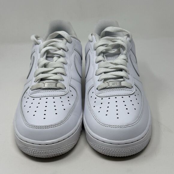 Nike Air Force 1 '07 Low Mens 8 Triple White Leather Athletic Shoes Sneaker - Picture 6 of 16